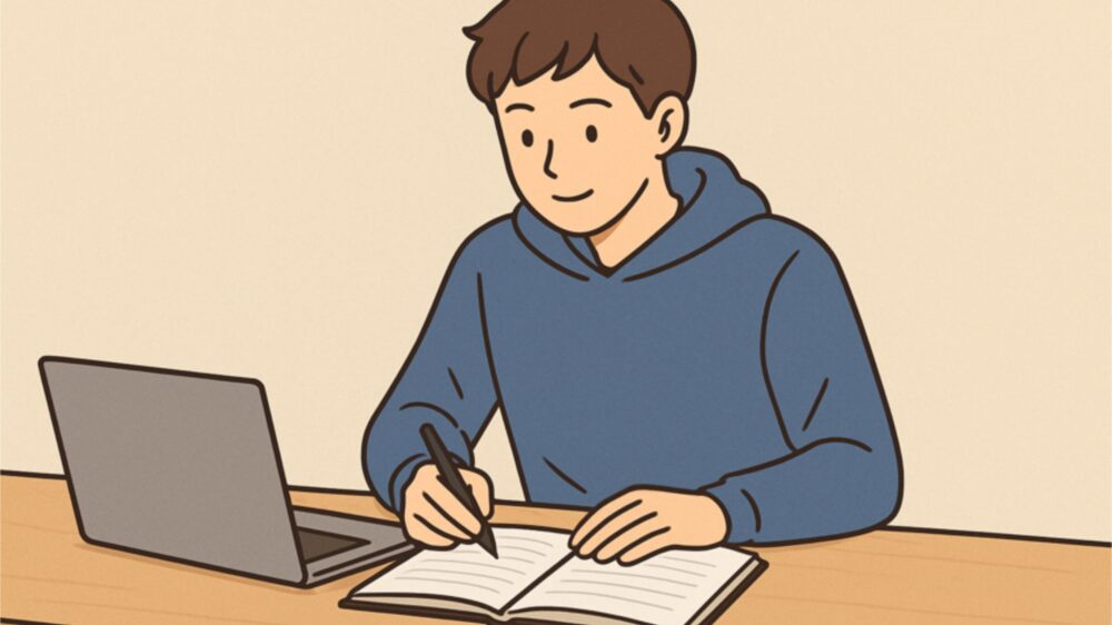 事前に準備をしている男性