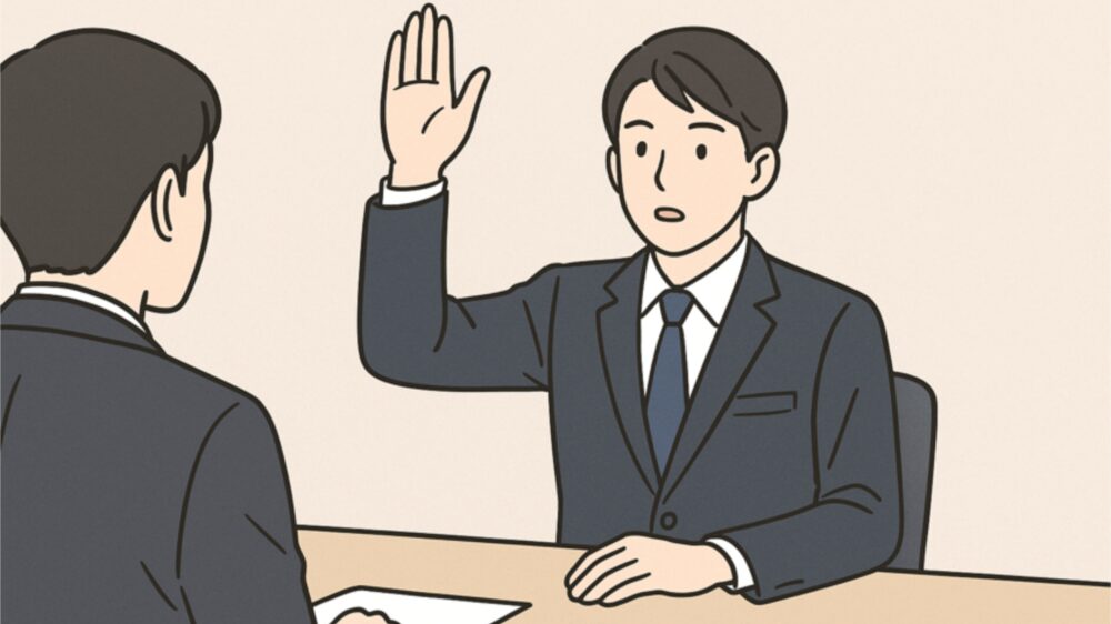 面接官に逆質問する就活生
