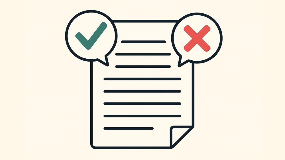 書類にマルとバツの吹き出し