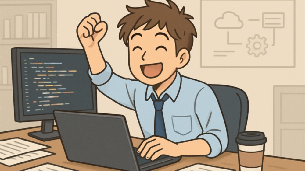 喜んでいるシステムエンジニア
